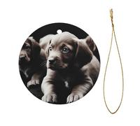Cute Puppies Dog Full Double-Sided Printed Diameter 7.3cm Holiday Party Decoration Halloween And Christmas Ceramic Circular Pendant