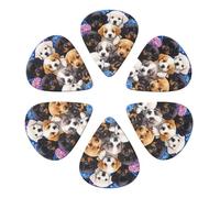 Cute Puppies Floral Guitar Picks 6 Pack Thin Medium Heavy Thickness Guitars Pick For Acoustic Electric Guitar Ukulele Bass 0.96mm
