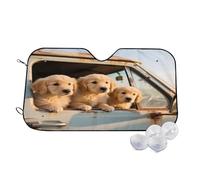 Cute Puppies On Car Wind Sun Shade for Car Sun Visor Foldable Vehicle Sunshade 27.5×51.2 Inch