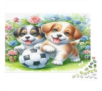 Cute Puppies Playing Year in Pictures 1000 Piece with Matte Finish Jig Saws As Difficult Puzzles for Tabletop Games And Digital Detox Gifts 52x38cm/1000pcs