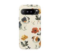 Cute Puppy and Floral Pattern - Matte Tough Case - Compatible with Google Pixel 9 Pro XL