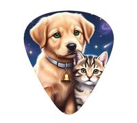 Cute Puppy And Kitten Together Guitar Picks Gift Set - 12 Smooth Durable Plectrums For Acoustic, Electric & Bass Guitar, Perfect Present For Guitar Lovers & Musicians