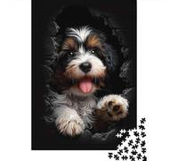 Cute Puppy Breaking Wall 1000 Pc Sturdy Cardboard Jigsaw Puzzle Bundle Couple Partners Fun Challenge Brain Training Gifts Gift Idea 70x50cm/1000pcs