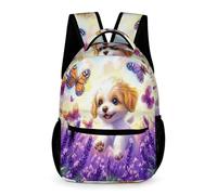 Cute Puppy Butterfly Daypack School Kids for Boys Age 9 Dog Rucksack for Girls Year 4 Primary Kids Durable Daily School Bag Books Water Bottle Weekend Travel Outdoor
