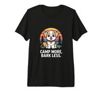 Cute Puppy Camp Scene Camp More Bark Less Camping Premium T-Shirt