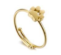 Cute Puppy Dog Cat Paw Ring Pet Animal Minimalist Polished Stainless Steel Stacking Finger Open Creative Love Friend Families Gifts for Women Men Birthday Graduation Xmas