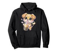 Cute Puppy Dog Drinking Bubble Tea Kawaii Anime Pullover Hoodie