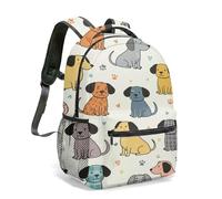 Cute Puppy Dog Pattern Backpack Rucksack 40cm (16 Inch) Full Print Cartoon Illustration Daypack with Paw Prints for Kids School Travel (02)