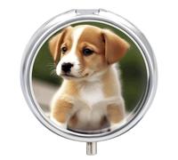 Cute Puppy Dog Pill Box, 3 Compartment Small Pill Case Waterproof Travel Pill Organizer for Pocket Or Purse Portable Mini Medicine Tablet Vitamin Holder Pill Case