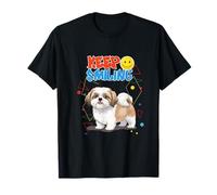 Cute Puppy Dog Shih Tzu "Keep Smiling" Positive Motivation T-Shirt
