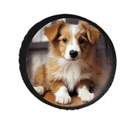 Cute Puppy Dog Spare Tire Cover PVC Leather Spare Wheel Cover Dustproof Waterproof Jeep Tire Cover for 28inch Camper, RV Trailer, Truck, SUV Fit Diameter 28-34 Inch