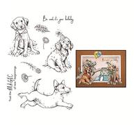 Cute Puppy Dogs Stamp for Card Making DIY Scrapbooking Sunflowers Being Cool,It's your birthday Words Transparent Silicone Seal Stamping Stamp for Paper Crafting Handmade Crafts Scrapbook Album Decor