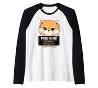 Cute Puppy Free Hugs Just Kidding Don't Touch Me Humor Raglan Baseball Tee