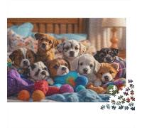 Cute Puppy Group 1000pc Jigsaw Puzzle Adults Playful Puppies in A Cozy Bedroom Premium Sturdy Vibrant Challenging Stress Relief Gift 38x26cm/1000pcs