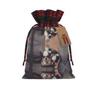 Cute puppy in the corner Patterned decorative gift bag, drawstring candy bag, reusable, suitable for storing gifts or everyday items.