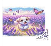 Cute Puppy Jigsaw Puzzles Puzzle for Adults Kids. 1000 Piece Lavender Field Impossible Challenge Toy Educational Game Home Decoration for Adults& Kids Age 14 Years Up 1000pcs (75x50cm)