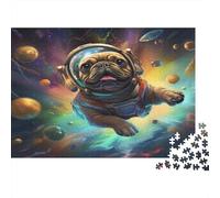 Cute Puppy Jigsaw Puzzles Puzzle for Adults Kids. 1000 Pieces Space Background Whimsical Challenge Toy Educational Game Home Decoration for Educational Games Gifts 1000pcs (75x50cm)