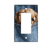 Cute Puppy Light Switch Cover Plate, Brown Dog in Denim Pocket Design, Perfect for Animal Lovers, Thermoplastic Wall Plates, Standard Size Single Rocker