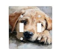 Cute Puppy Light Switch Cover Plate/Outlet Covers, Soft Cream Dog Design for Home Decor, Thermoplastic Wall Plates, Standard Size Double Toggle