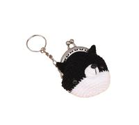 Cute Puppy Penguin Handmade Crochet Mini Wallet Lightweight Kiss Lock Coin Purse with Keychain Bag Charm for Hobbyists Gift
