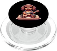 Cute Puppy Playing Acoustic Guitar Dog Music PopSockets PopGrip for MagSafe