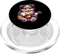 Cute Puppy Playing Guitar Acoustic Dog Music Lover PopSockets PopGrip for MagSafe