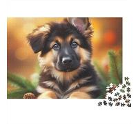 Cute Puppy Portrait 1000 Pieces Puzzles Beautiful View German Shepherd Pup Decoration Puzzle Decompression Jigsaw for Men And Women Challenging Puzzles Jigsaw Puzzles for Adults 70x50cm/1000pcs