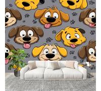 Cute Puppy Portrait Mural Wallpaper for Living Room TV Backdrop Office Hotel Wall Decoration Poster Animal Dog Wall Panoramic Mural Non-Woven Photo Wallpaper 200x140cm