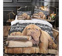 Cute Puppy Quilt Cover 3D Print Anti-allergic 3 Pieces Bed Set Hidden Zipper Vintage Book Theme Comforter Cover Ultra Soft All Season for Adults Kids Teens Women Youth Teenagers Single（135x200cm）