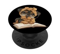 Cute Puppy Reading Book Lover Small Dog Animal Graphic Baby PopSockets Adhesive PopGrip