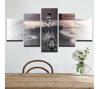 Cute Puppy Reflex Box 5 Pieces Canvas Wall Art Painting Wallpaper Columns