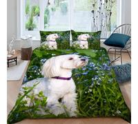 Cute Puppy Single Duvet Cover Set Pet Dogs Bedding 3D Soft Comfort Microfiber Quilt Cover 150x200 cm with Zipper Closure and 2 Pillowcases for Kids Teenager Adults U.482