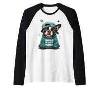 Cute Puppy Small But Mighty French Bulldog Raglan Baseball Tee