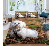 Cute Puppy Super King Size Duvet Cover Set Pet Animals Bedding 3D Soft Comfort Microfiber Quilt Cover 220x260 cm with Zipper Closure and 2 Pillowcases for Kids Teenager Adults U.473