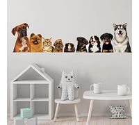 Cute Puppy Wall Stickers, Realistic Dog Wall Decals Cat Wall Stickers, Peel and Stick Puppy Kitten Wall Decals DIY Pet Wall Sticker for Living Room Bedroom Kids Room Sofa TV Background Wall Decoration