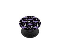 Cute Purple Bat Ghost Moon Halloween Pastel Goth Pattern PopSockets Adhesive PopGrip