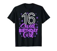 Cute Purple Black Sweet 16 Style Girl 16th Birthday Sixteen T-Shirt