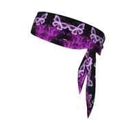Cute Purple Butterfly Double-sided athletic bandage with printed sports headband suitable for tennis ninja karate running and yoga