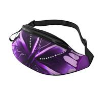 Cute Purple Butterfly Fanny Pack for Men Women Fashion Running Waist Packs Waterproof Crossbody Bags Everywhere Belt Bag with Adjustable Strap Sports Hip Pack for Travel Wallet