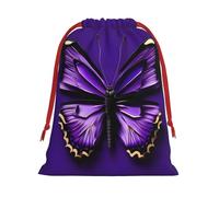 Cute Purple Butterfly Print Reusable Drawstring Gift Bags For Candy Bag Birthday, Wedding Or Daily