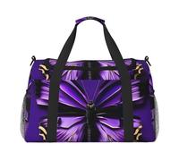 Cute Purple Butterfly Print Travel Foldable Waterproof Lightweight Carry On Luggage Bag with Shoulder Strap