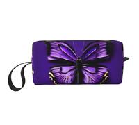 Cute Purple Butterfly print Travel Toiletry Pouch, Pencil Bag Canvas Makeup Bags, Multi-Purpose Cosmetic Bags with Zipper, White, One Size