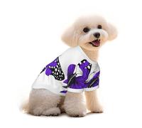 Cute Purple Butterfly Printed Everyday Soft Cotton Dog Short Sleeve T-Shirt For Chihuahuas & Teacup Puppies & Small Dogs Breeds Stretchy Cat Outfit