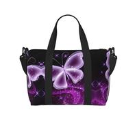 Cute Purple Butterfly Printed Travel Duffel Bag Foldable Gym Duffel Bag Suitable for Travel Work Gym etc