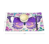 Cute Purple Butterfly Table Mats Set of 6 Heat Resistant Non-Slip Canvas Place Mats Washable Durable Stylish Placemats for Kitchen and Dining Table Home Decorations