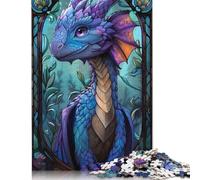 Cute Purple Chibi Dragon 500 Piece Puzzles for Adults 500 Piece Wooden Puzzles-Puzzle Hands-on Game-Family Decoration 500pcs (52x38cm)