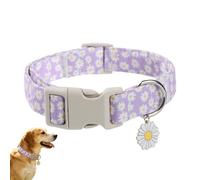 Cute Purple Daisy Pet Collar - Adjustable Quick-Release Dog Cat Collar with Flower Charm, Soft Breathable Lightweight for Small Medium Pets Indoor Outdoor