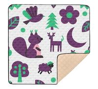 Cute Purple Deer Horse White Soft Thick Baby Crawling Mat for Floor One-Piecing Foldable Playroom Activity Mat for Babies Infants Toddlers, 50'' x 50''