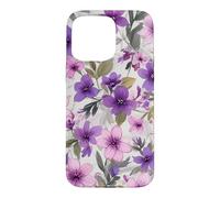 Cute Purple Ditsy Cherry Blossoms Pink Flower Pattern Floral Case for iPhone 15 Pro Max