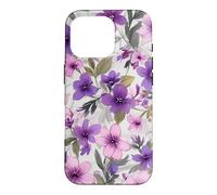 Cute Purple Ditsy Cherry Blossoms Pink Flower Pattern Floral Case for iPhone 16 Pro